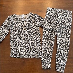 Lou Lou & Company Floral Kids Matching Set - Black and White with Yellow